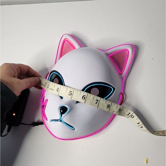 LED Neon Cat Mask EL Wire Halloween Cosplay Light Up Luminous Glowing Costume - Picture 4 of 4